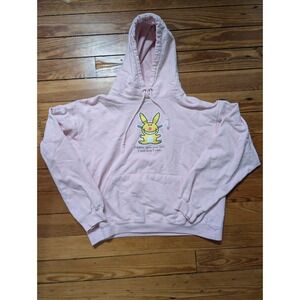 Black Jack Happy Bunny Hoodie Women XL Pink Jim Benton Y2K Sarcastic Graphic